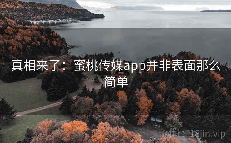 真相来了：蜜桃传媒app并非表面那么简单